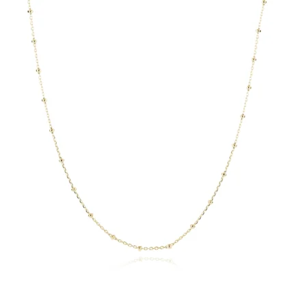 Łańcuszek pozłacany ankier diamentowany z kuleczkami - próba 925