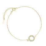 Bransoletka pozłacana koło z cyrkoniami - próba 925