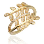 Pierścionek listki pozłacany - próba 925