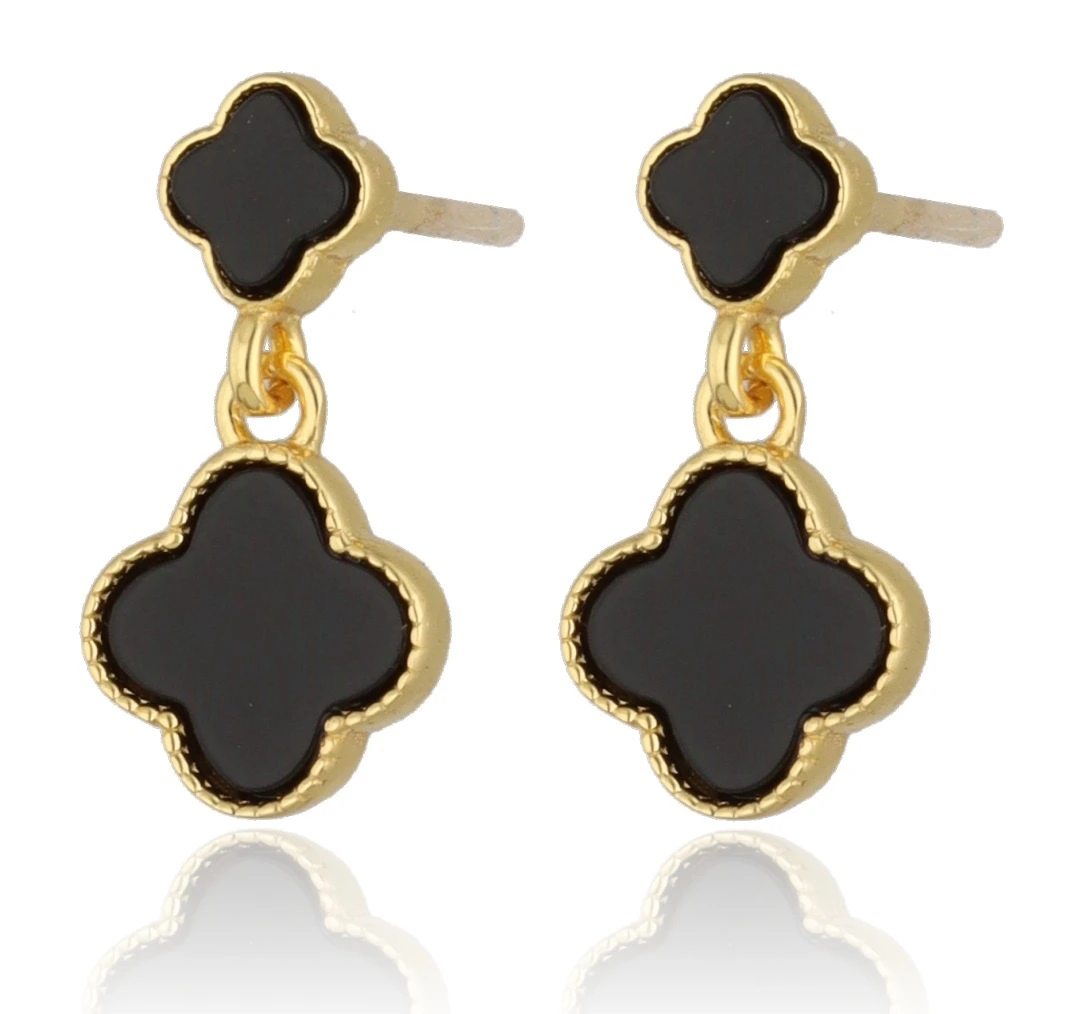 50031_43_11zon Kolczyki koniczynki wiszące onyks - próba 925 - obrazek 1