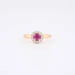 Pierścionek złoty z rubinem i diamentami - próba 585