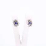 Kolczyki z szafirami i diamentami w białym złocie - próba 585